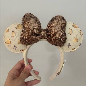 Disney Cream and Gold Sequin Minnie Ears Headband